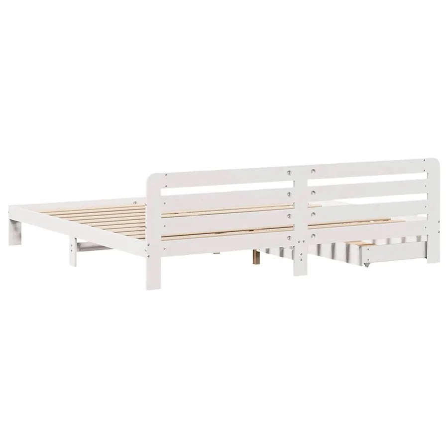 Cadre de lit sans matelas blanc 200x200 cm bois massif de pin - 8