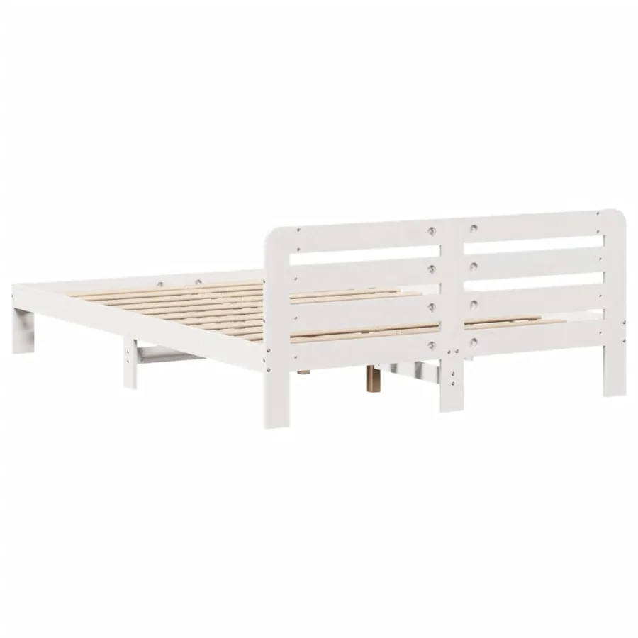 Cadre de lit sans matelas blanc 140x200 cm bois de pin massif - 6