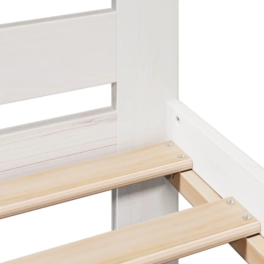 Cadre de lit sans matelas blanc 140x200 cm bois de pin massif - 7