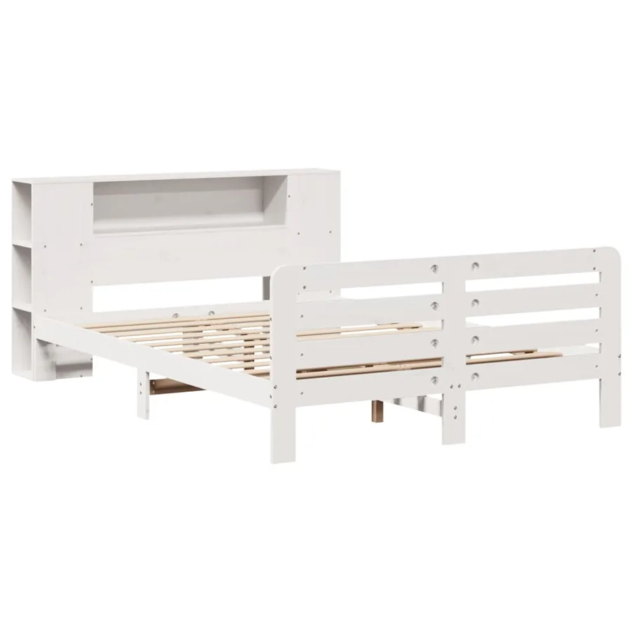 Cadre de lit sans matelas blanc 160x200 cm bois de pin massif - 3