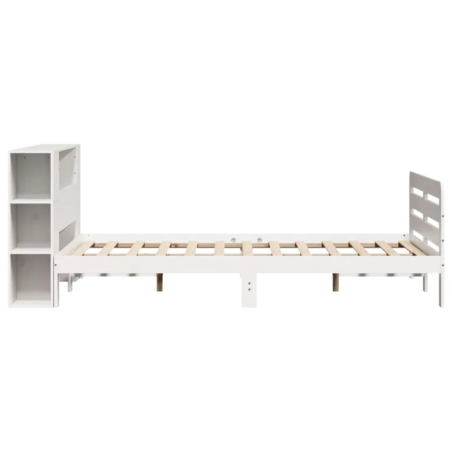 Cadre de lit sans matelas blanc 160x200 cm bois de pin massif - 7