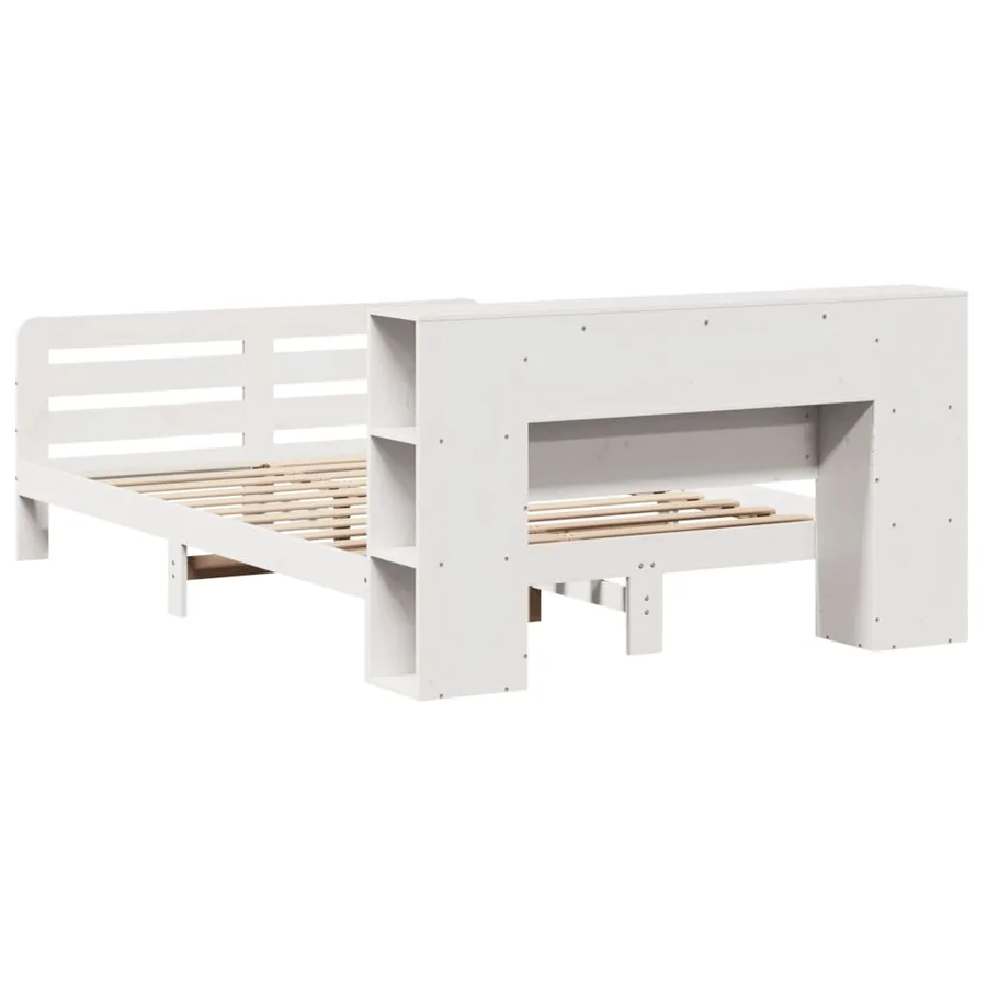 Cadre de lit sans matelas blanc 160x200 cm bois de pin massif - 8