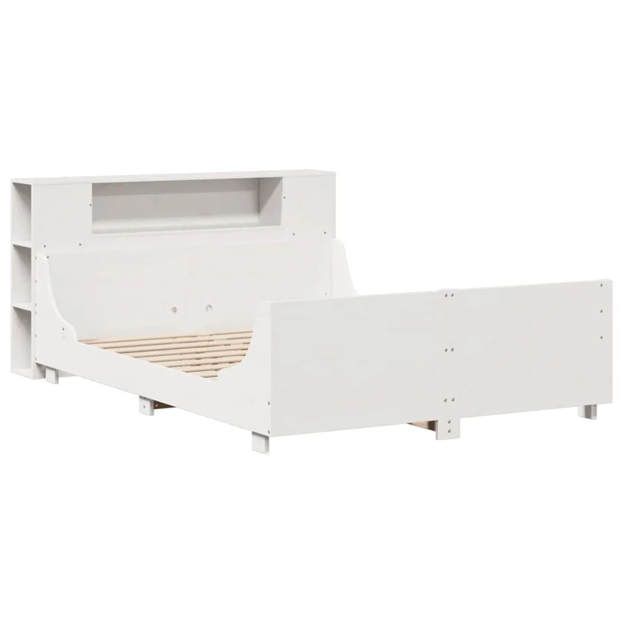 Cadre de lit sans matelas blanc 160x200 cm bois de pin massif - 3