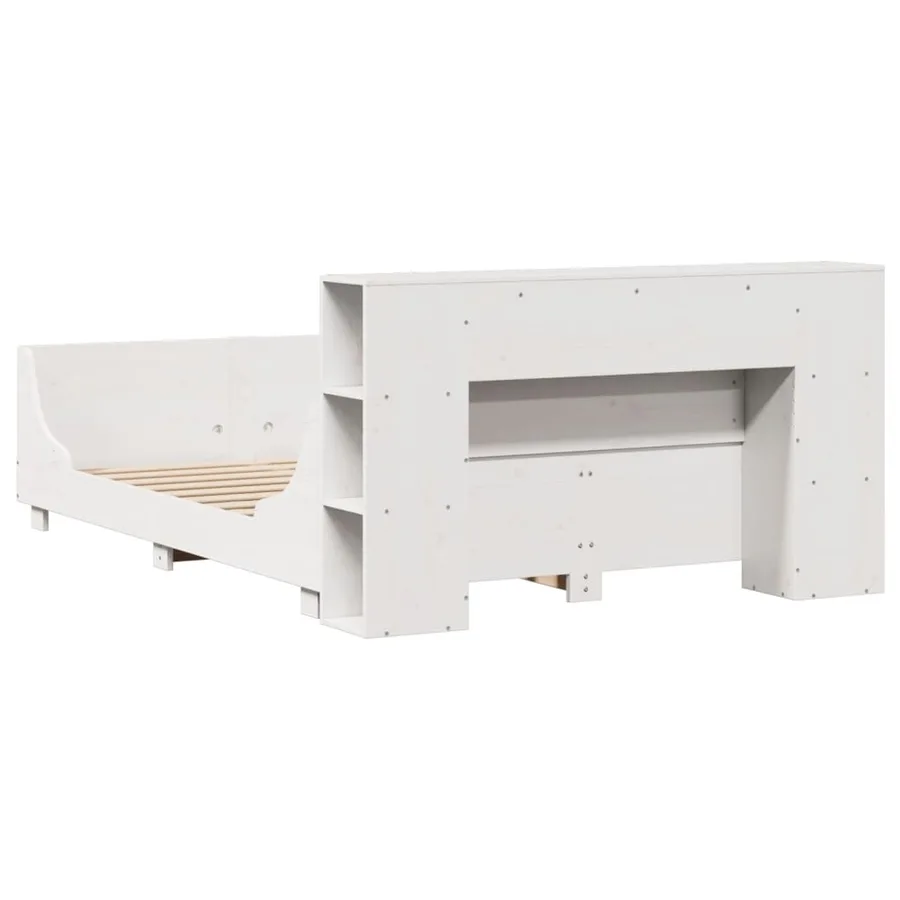 Cadre de lit sans matelas blanc 160x200 cm bois de pin massif - 8