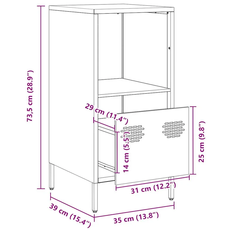 Buffet vert olive 35x39x73,5 cm acier laminé à froid - 13