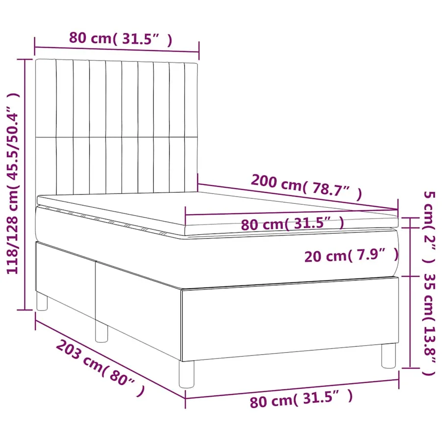 Sommier à lattes de lit et matelas Vert foncé 80x200 cm Velours - 7