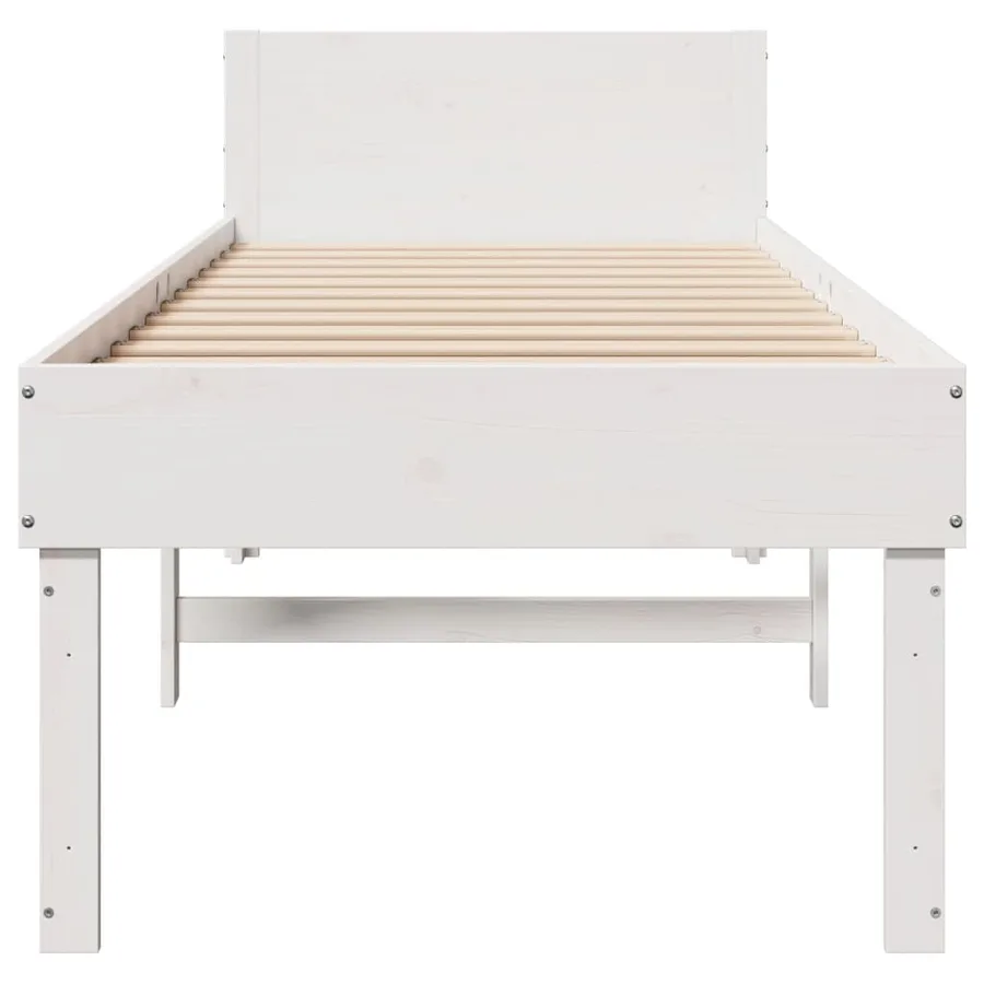 Cadre de lit sans matelas blanc 90x200 cm bois de pin massif - 4