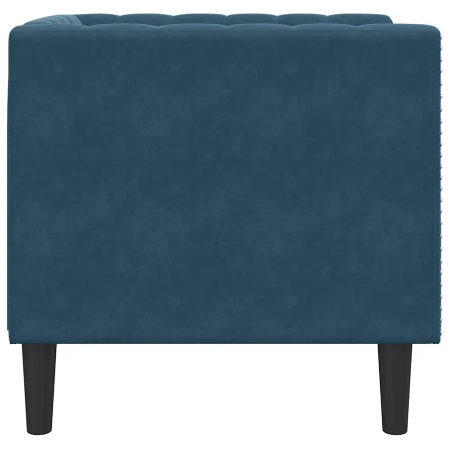 Fauteuil Chesterfield bleu velours - 5