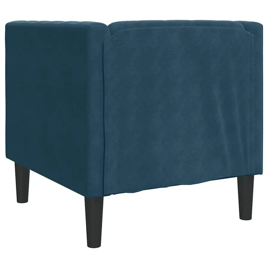 Fauteuil Chesterfield bleu velours - 6