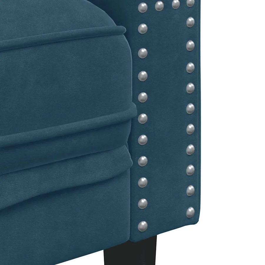 Fauteuil Chesterfield bleu velours - 7