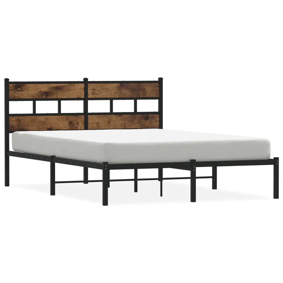 Cadre de lit en métal sans matelas chêne fumé 140x200 cm - 2