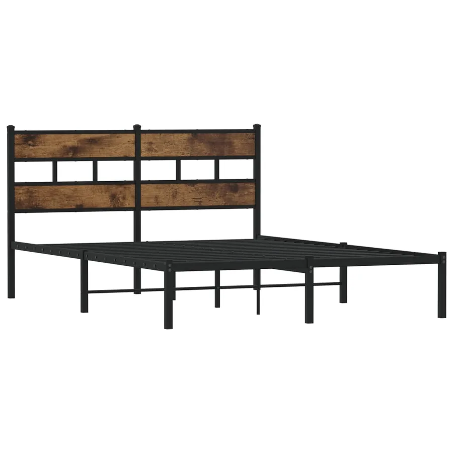 Cadre de lit en métal sans matelas chêne fumé 140x200 cm - 3