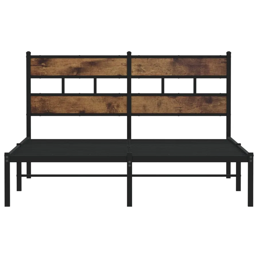 Cadre de lit en métal sans matelas chêne fumé 140x200 cm - 4