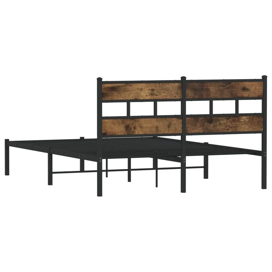 Cadre de lit en métal sans matelas chêne fumé 140x200 cm - 6