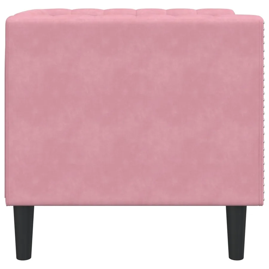 Fauteuil Chesterfield rose velours - 5