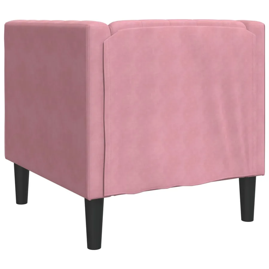Fauteuil Chesterfield rose velours - 6