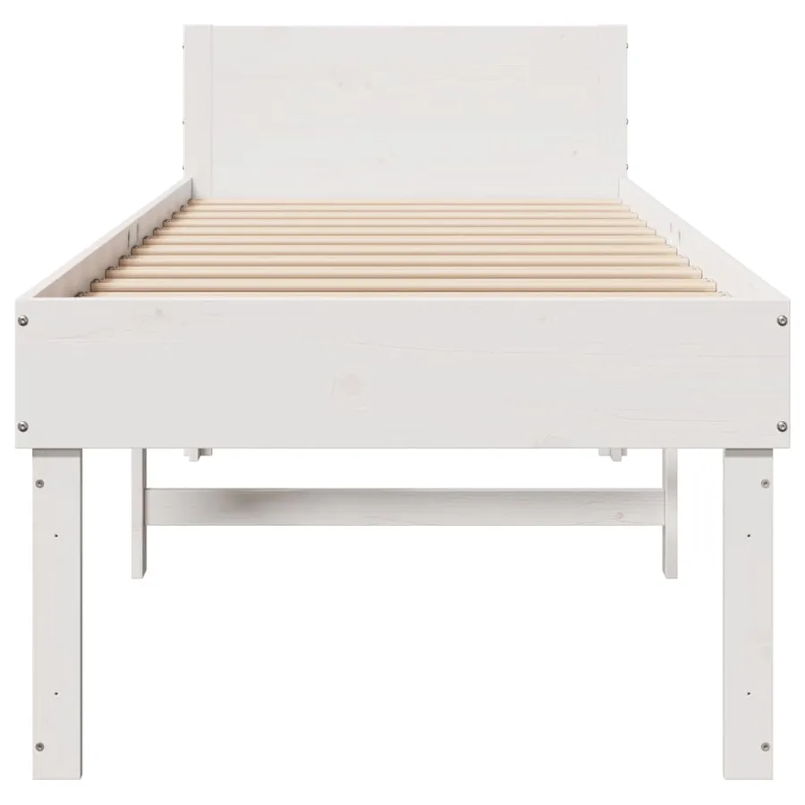 Cadre de lit sans matelas blanc 75x190 cm bois de pin massif - 4