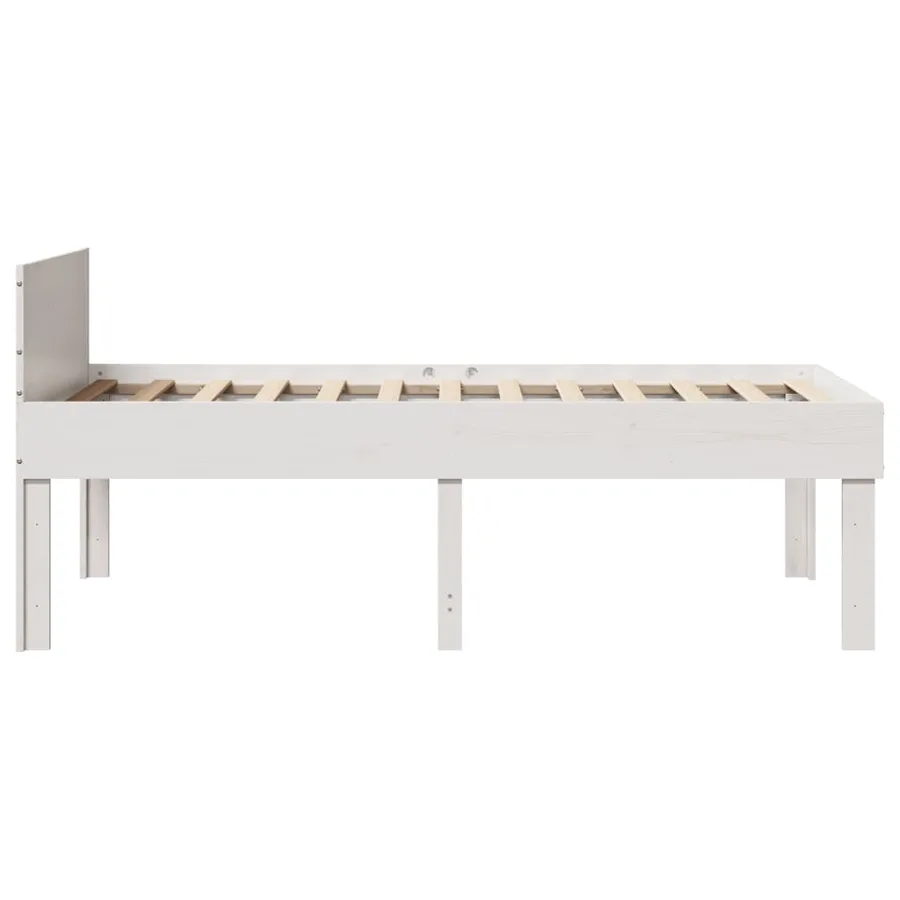 Cadre de lit sans matelas blanc 75x190 cm bois de pin massif - 5