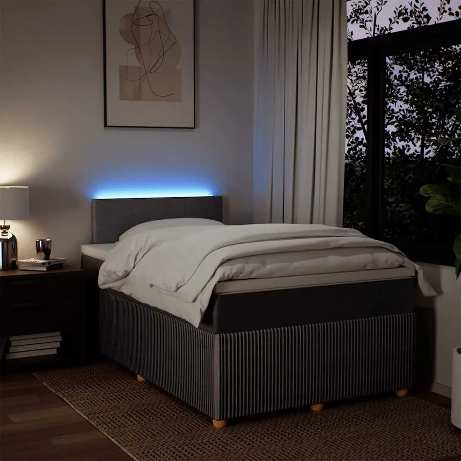 Sommier à lattes de lit avec matelas taupe 120x190 cm tissu - 5