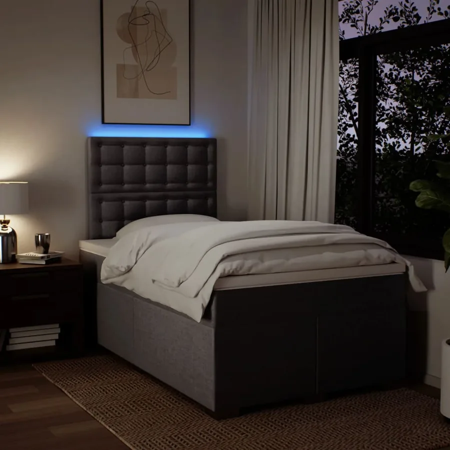 Sommier à lattes de lit avec matelas taupe 120x190 cm tissu - 5