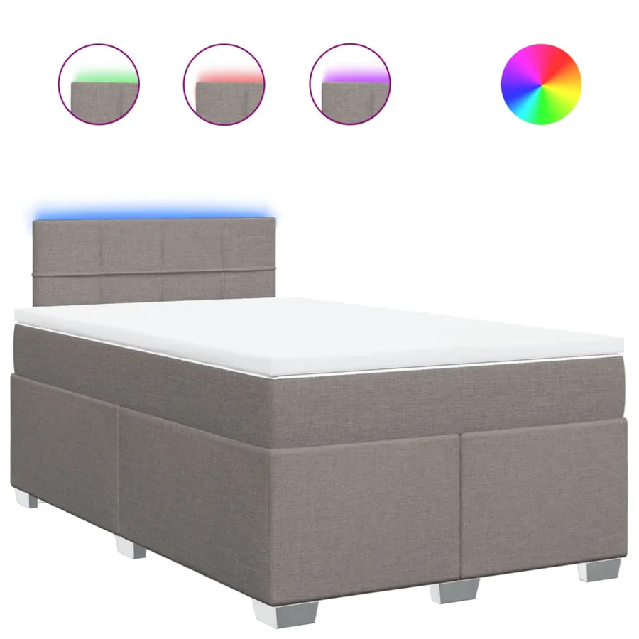 Sommier à lattes de lit avec matelas taupe 120x190 cm tissu - 2