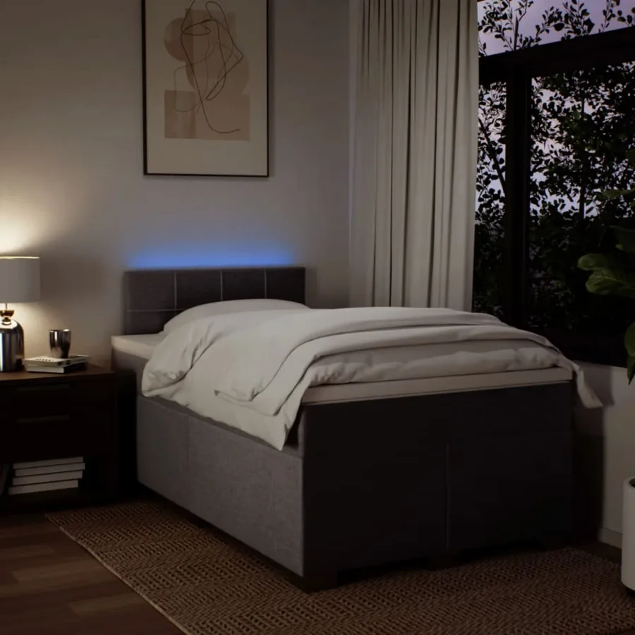 Sommier à lattes de lit avec matelas taupe 120x190 cm tissu - 5