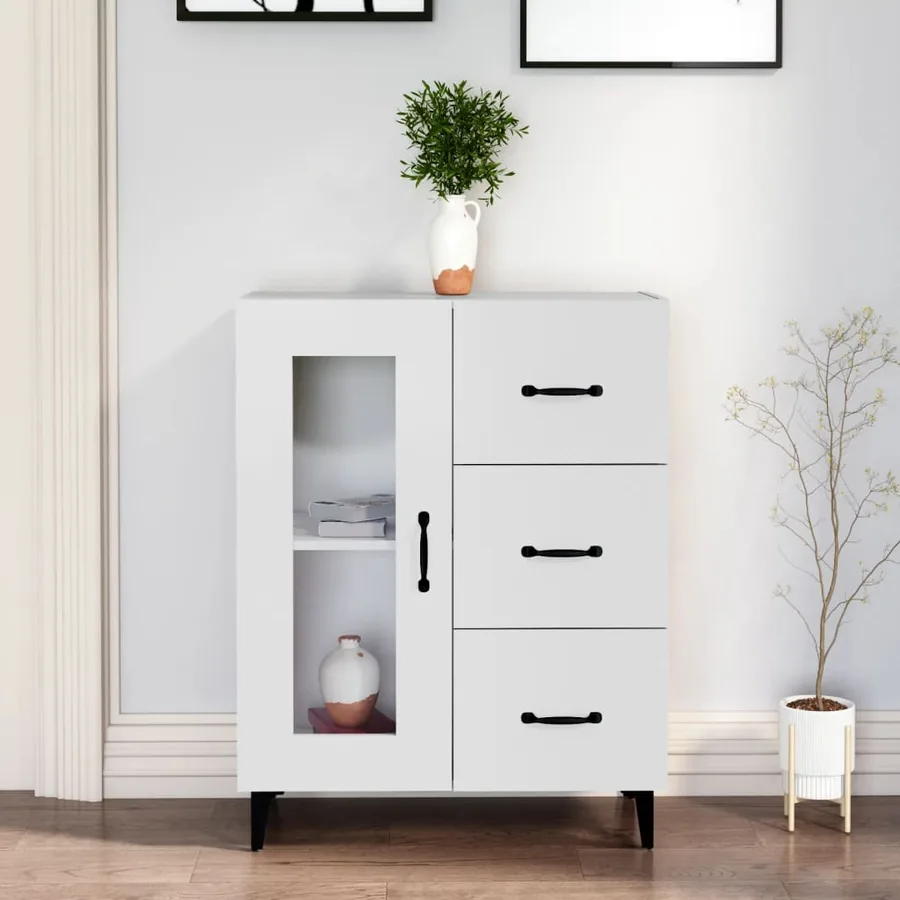 Buffet blanc 69,5x34x90 cm bois d'ingénierie