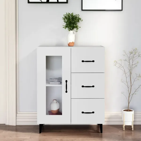 Buffet blanc 69,5x34x90 cm bois d'ingénierie