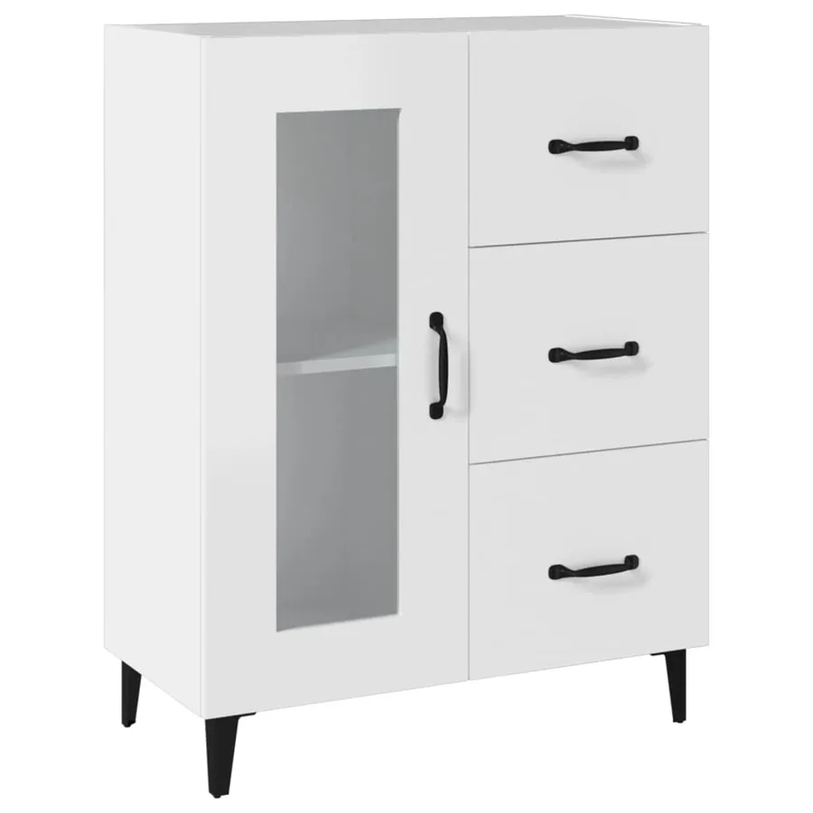 Buffet blanc 69,5x34x90 cm bois d'ingénierie - 2