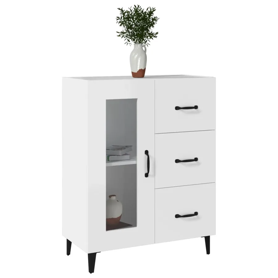 Buffet blanc 69,5x34x90 cm bois d'ingénierie - 4