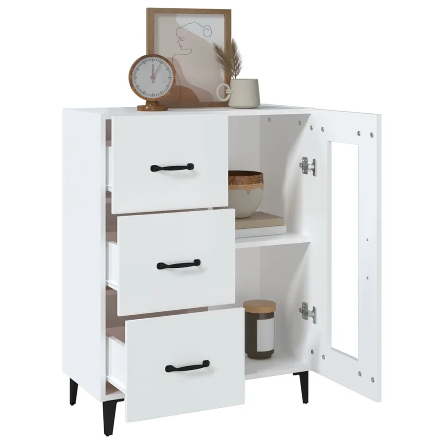 Buffet blanc 69,5x34x90 cm bois d'ingénierie - 5