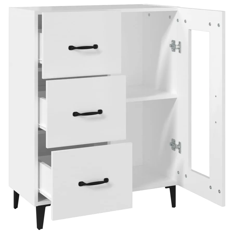 Buffet blanc 69,5x34x90 cm bois d'ingénierie - 8