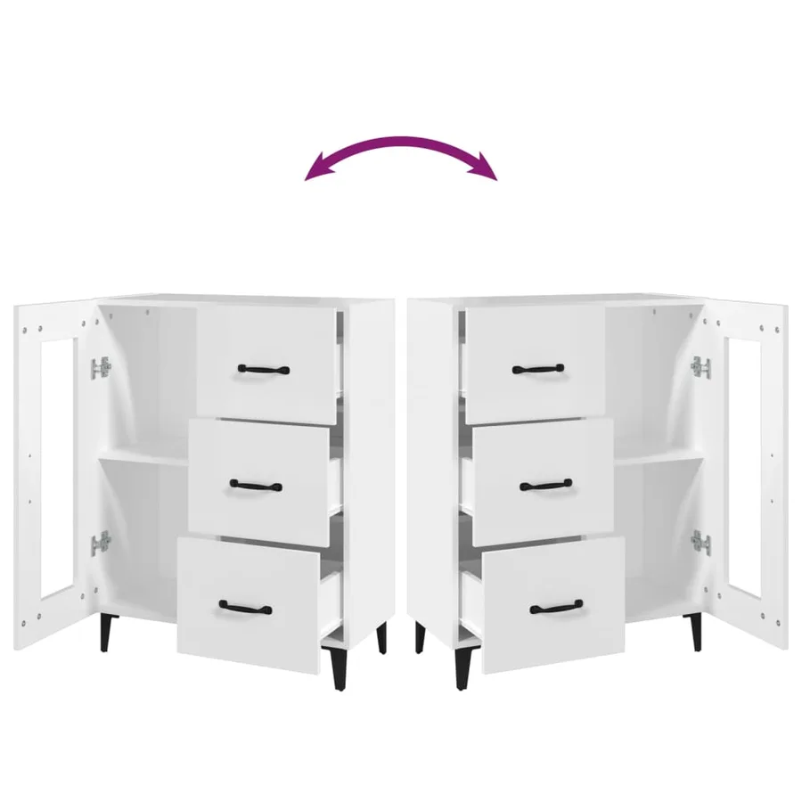Buffet blanc 69,5x34x90 cm bois d'ingénierie - 9