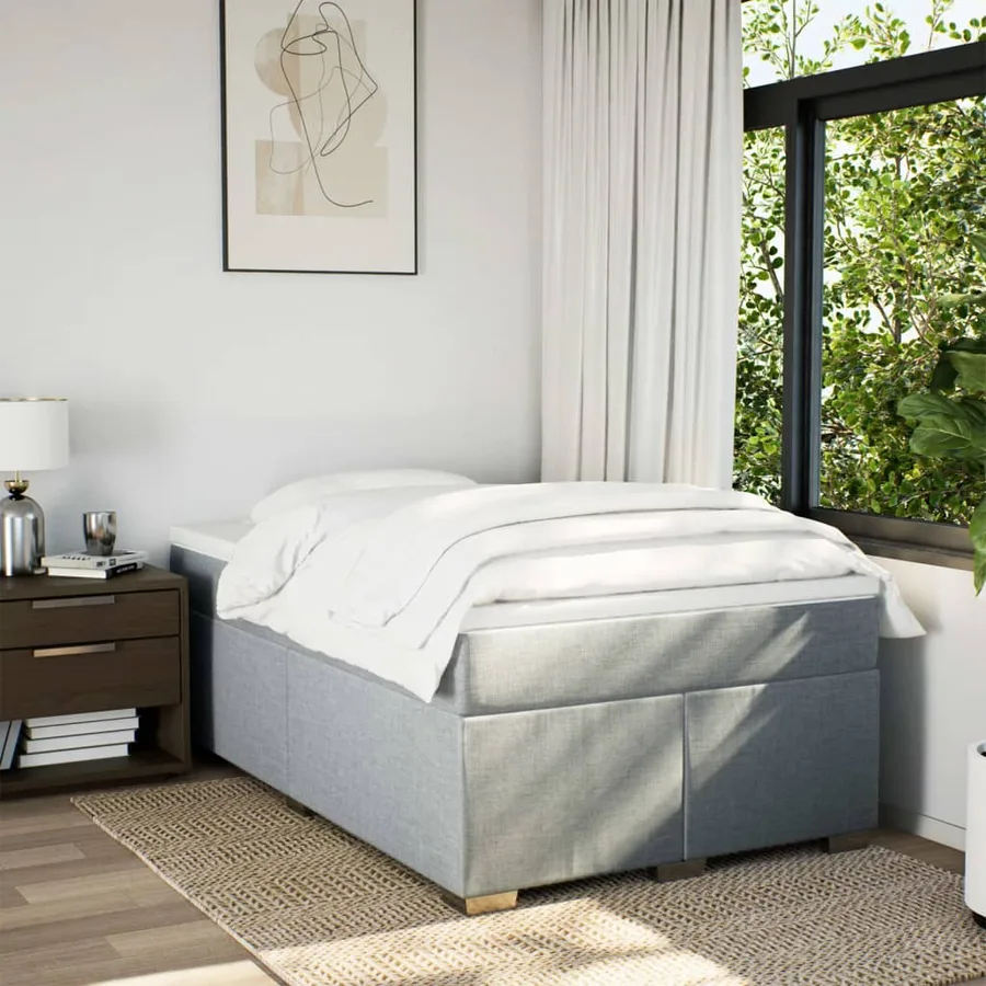 Sommier à lattes de lit et matelas gris clair 120x190 cm tissu - 3