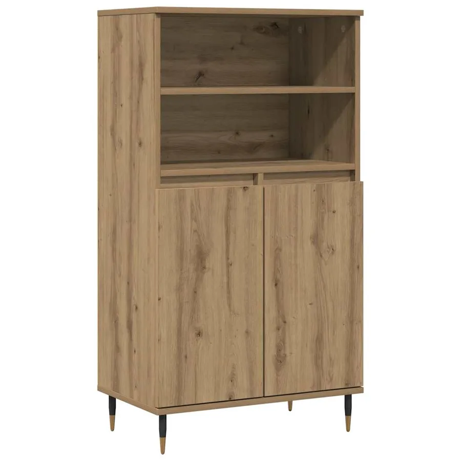 Buffet haut chêne artisanal 60x36x110 cm bois d'ingénierie - 2