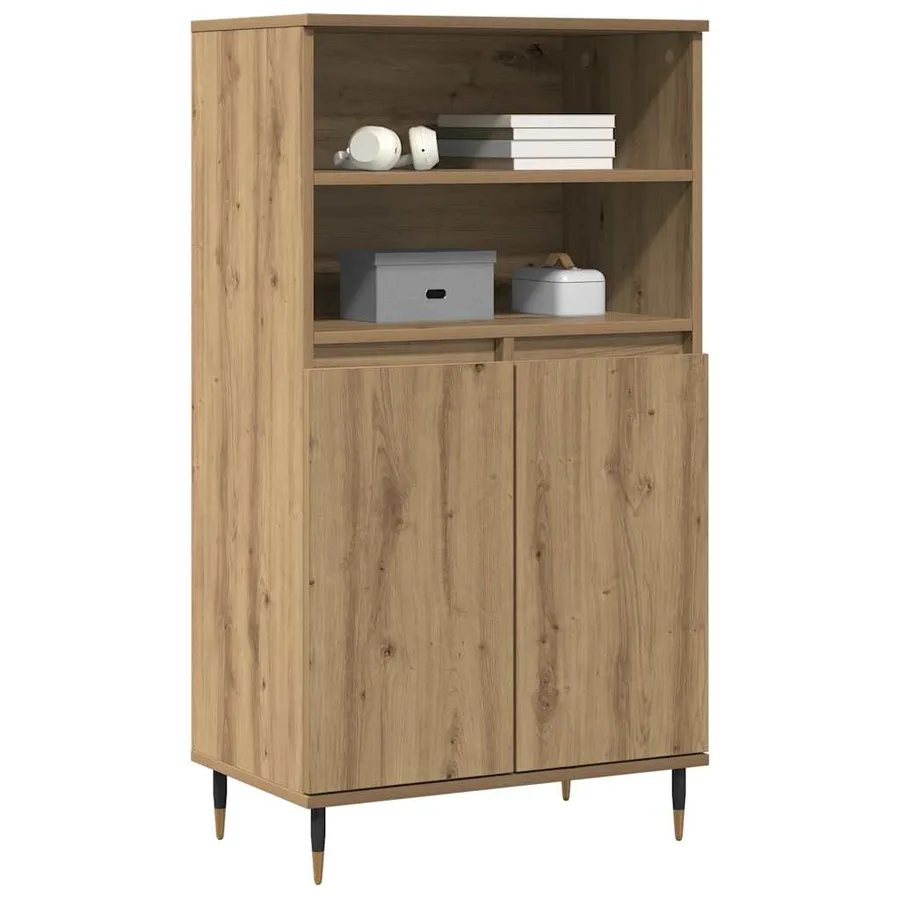 Buffet haut chêne artisanal 60x36x110 cm bois d'ingénierie - 3