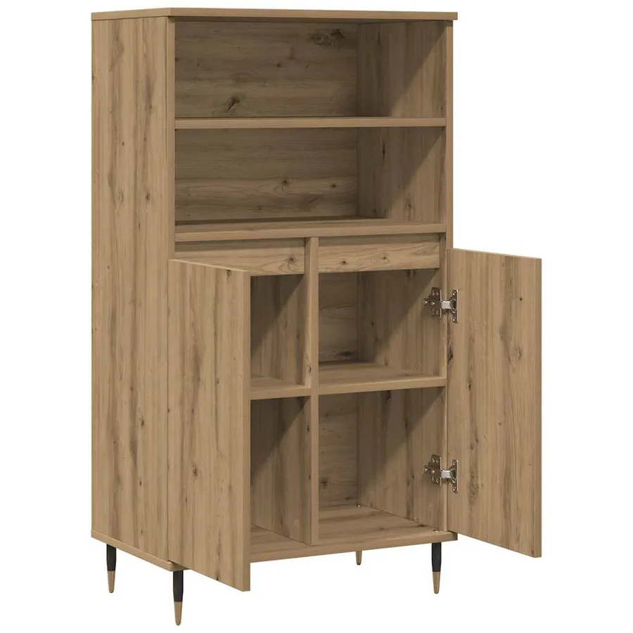Buffet haut chêne artisanal 60x36x110 cm bois d'ingénierie - 4