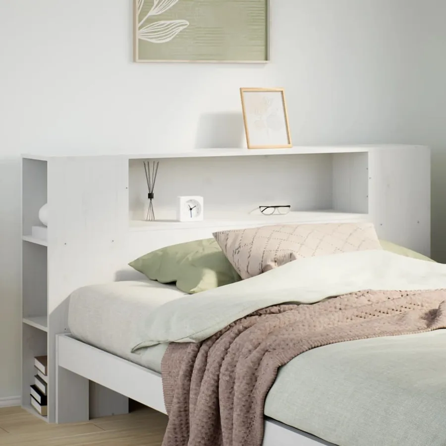 Tête de lit avec rangement blanc 120 cm bois massif de pin