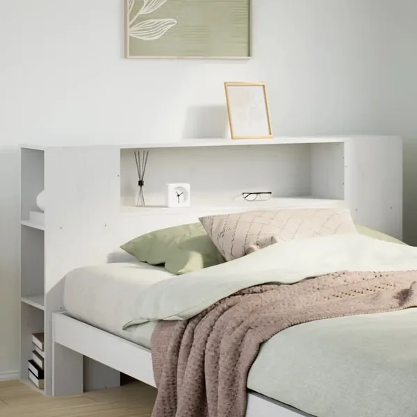 Tête de lit avec rangement blanc 120 cm bois massif de pin