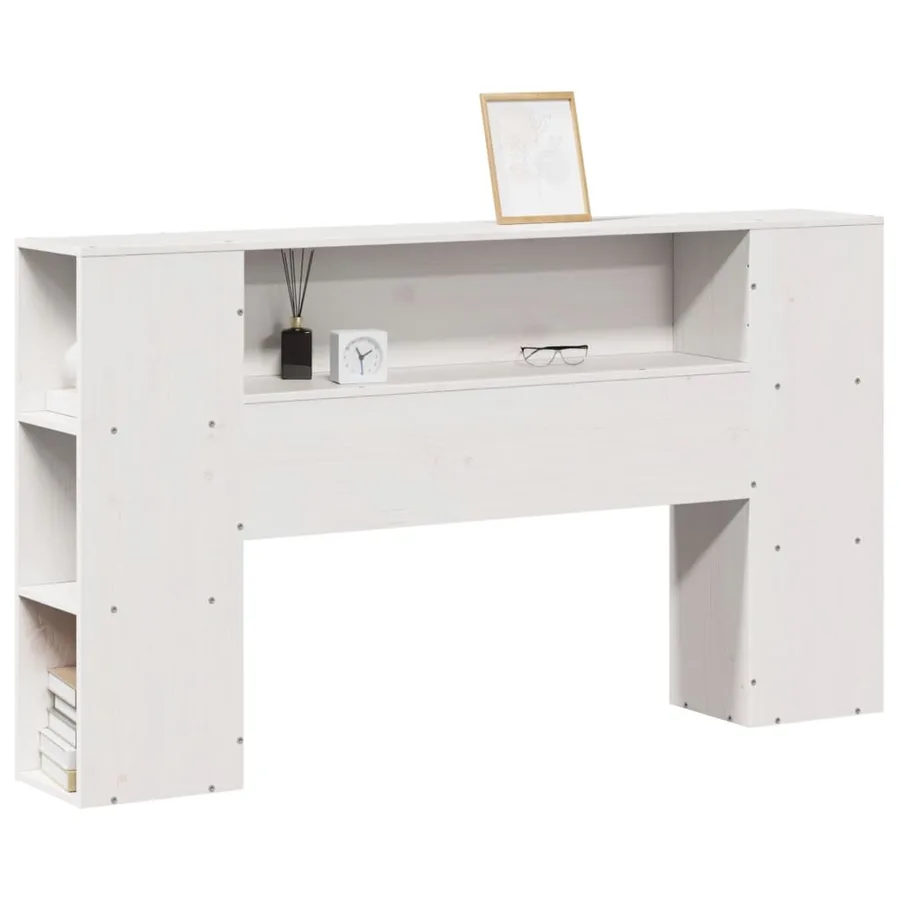 Tête de lit avec rangement blanc 120 cm bois massif de pin - 2