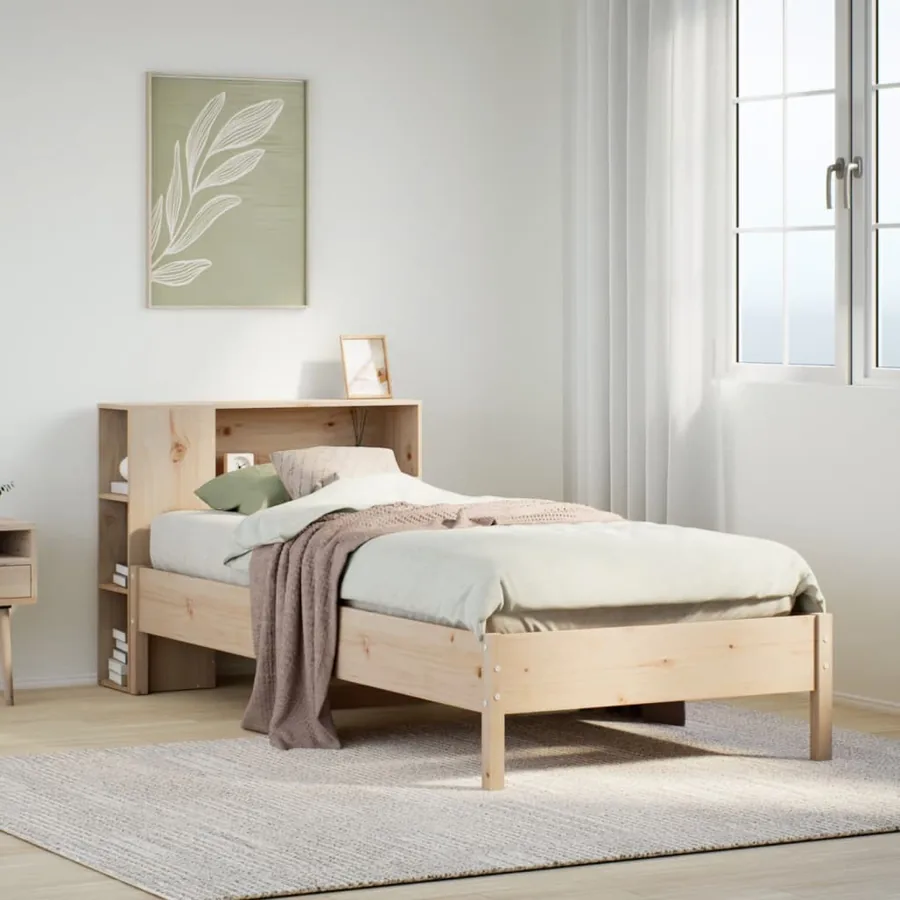 Lit bibliothèque sans matelas 75x190 cm bois de pin massif