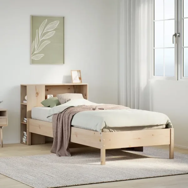 Lit bibliothèque sans matelas 75x190 cm bois de pin massif