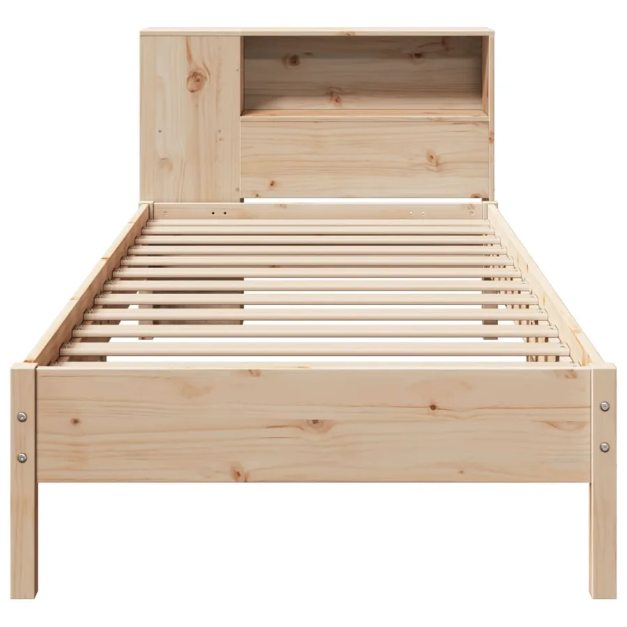 Lit bibliothèque sans matelas 75x190 cm bois de pin massif - 4