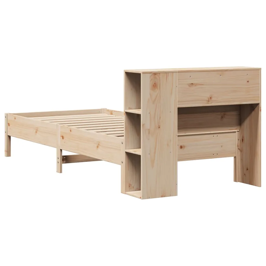 Lit bibliothèque sans matelas 75x190 cm bois de pin massif - 6