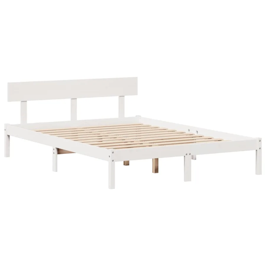 Lit bibliothèque sans matelas blanc 120x190 cm bois pin massif - 5