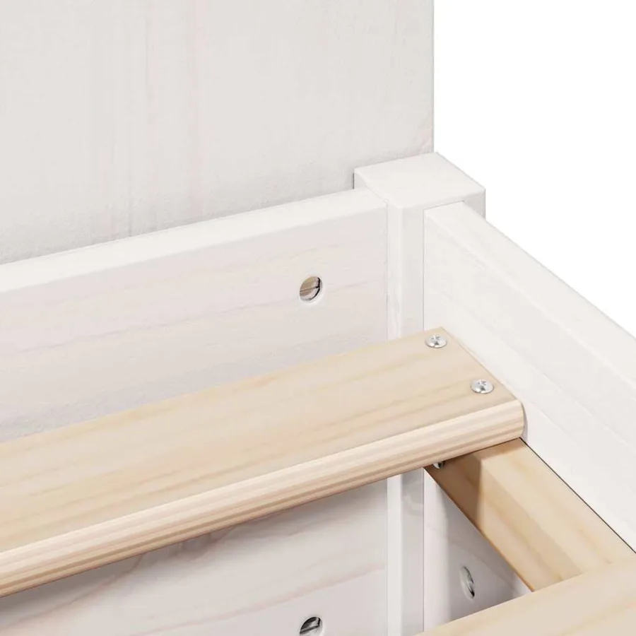 Lit bibliothèque sans matelas blanc 150x200 cm bois pin massif - 10