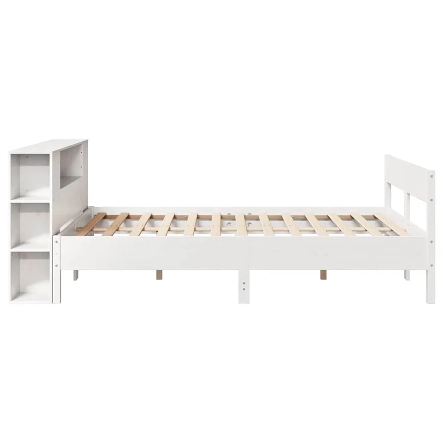 Lit bibliothèque sans matelas blanc 150x200 cm bois pin massif - 5