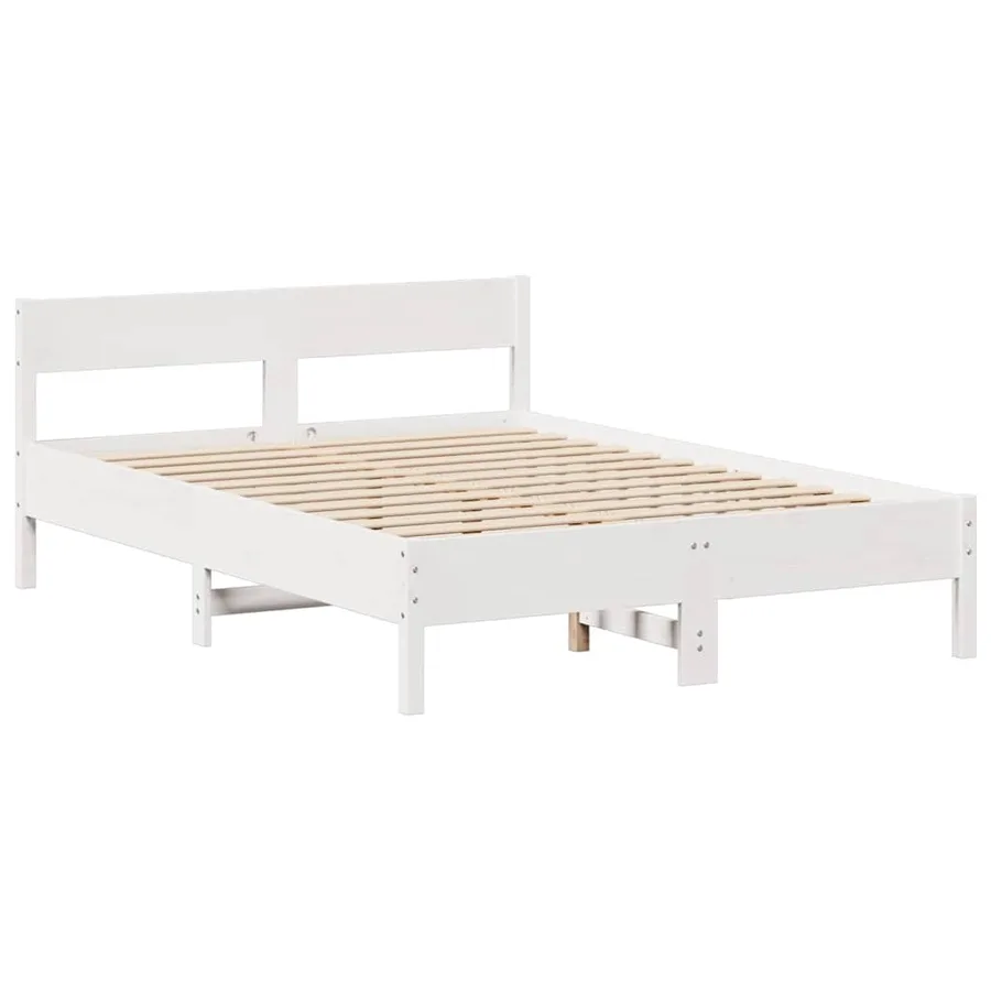 Lit bibliothèque sans matelas blanc 150x200 cm bois pin massif - 8