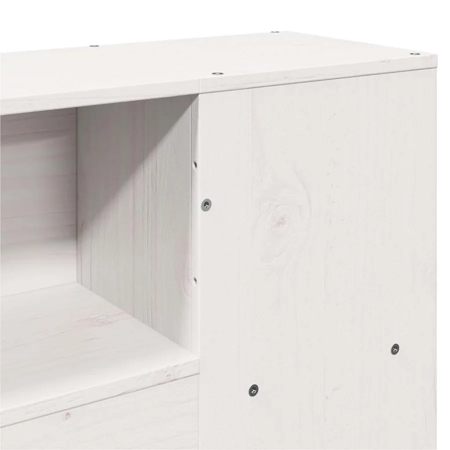 Lit bibliothèque sans matelas blanc 150x200 cm bois pin massif - 9
