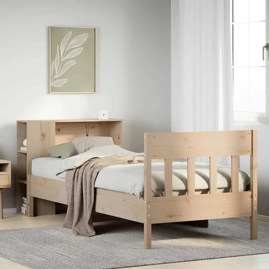 Lit bibliothèque sans matelas 75x190 cm bois de pin massif